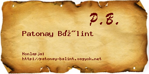 Patonay Bálint névjegykártya